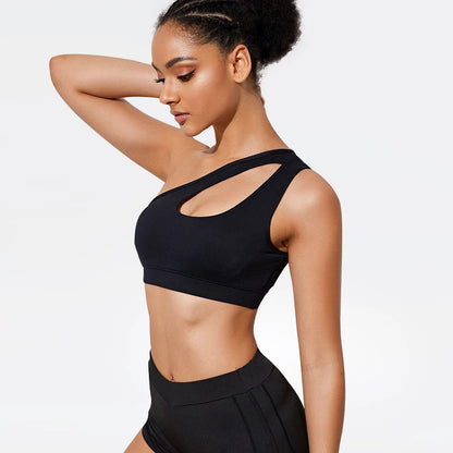 SculptOne One-Shoulder Sculpting Sports Bra – seamless fitness activewear
