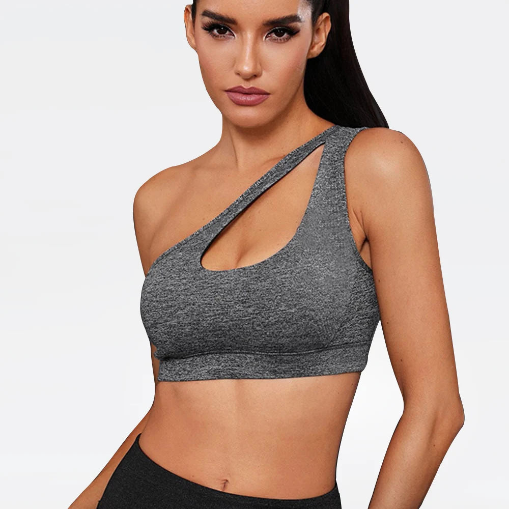 SculptOne One-Shoulder Sculpting Sports Bra – seamless fitness activewear
