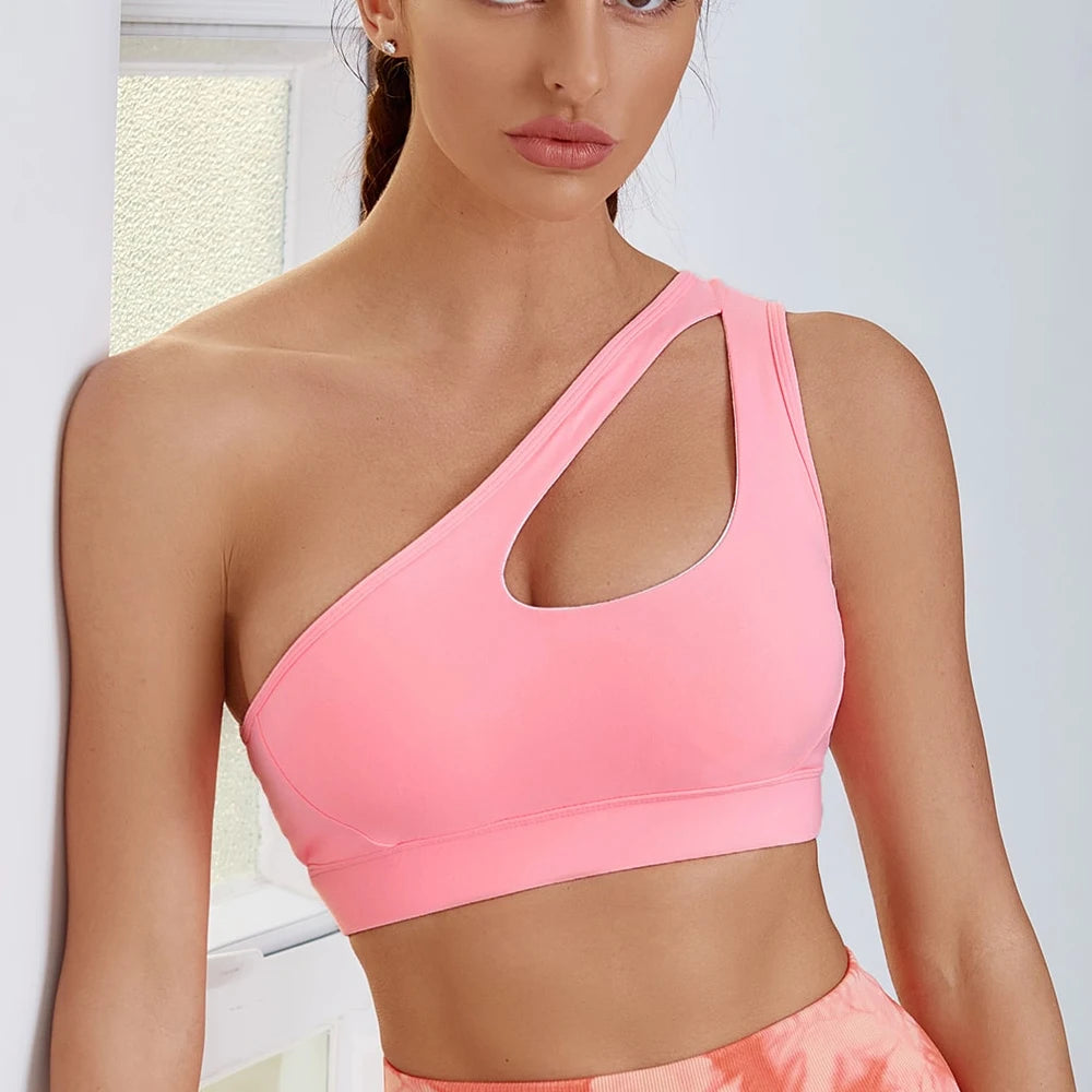 SculptOne One-Shoulder Sculpting Sports Bra – seamless fitness activewear
